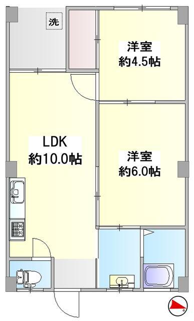 和田宮マンション(2LDK/3階)の間取り写真