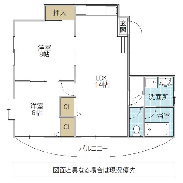 シャモットつくば(2LDK/3階)の間取り写真