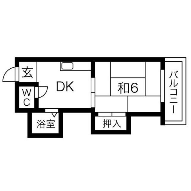 グランドハイツカワハラ(1DK/2階)の間取り写真