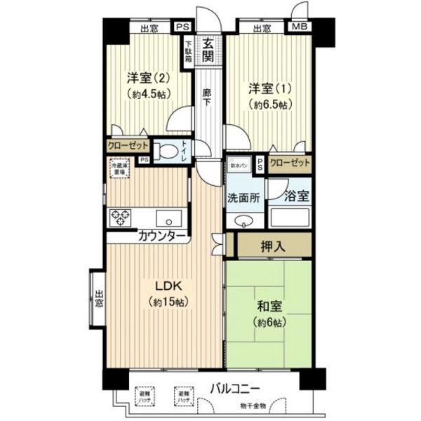 コアマンション藤崎(3LDK/3階)の間取り写真