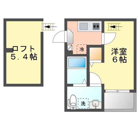 ベルトピア上飯田(1SK/1階)の間取り写真