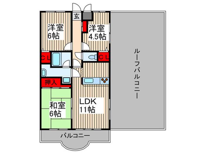 まりえ一番館(3LDK/5階)の間取り写真