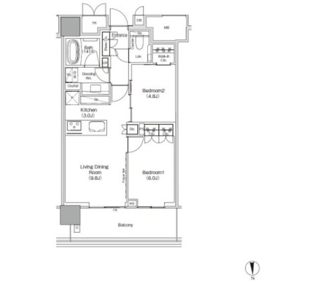 JIYUGAOKA MUSE SQUARE THE RESIDENCE(2LDK/9階)の間取り写真
