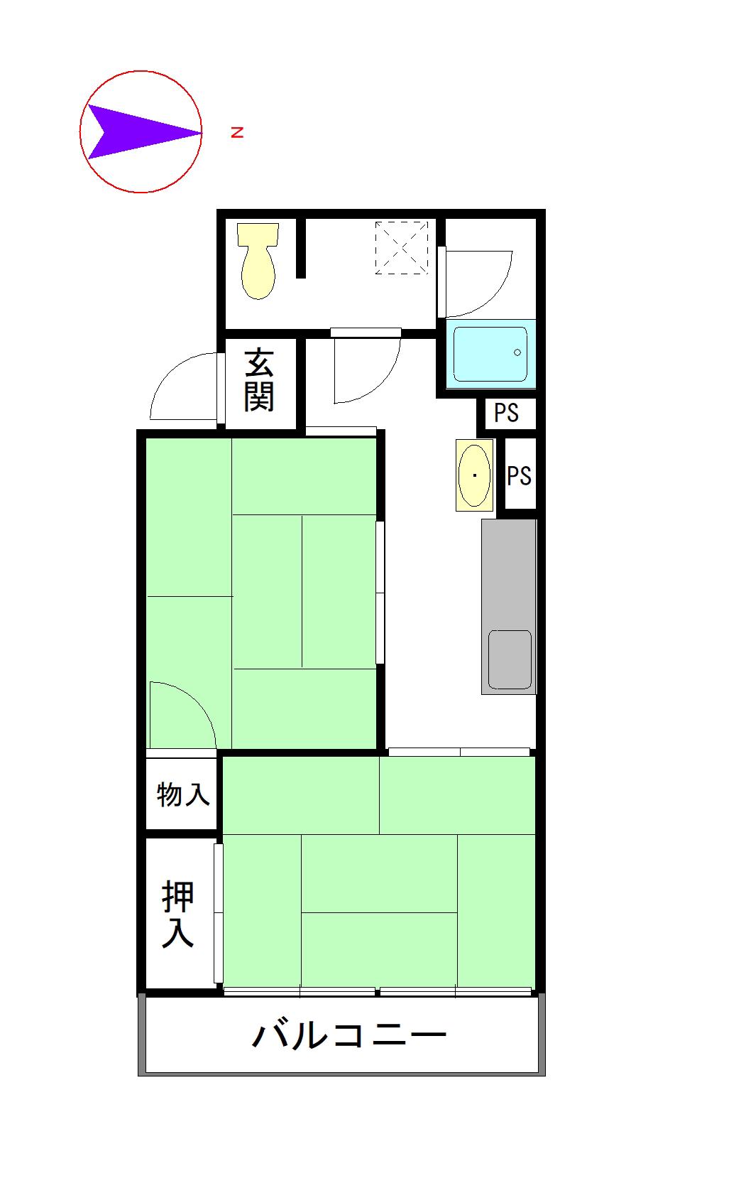 角南豊成フォートレス 1号館(2K/3階)の間取り写真