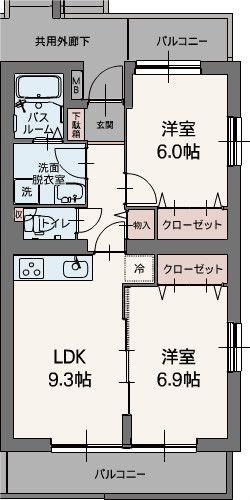 カンパネッロ(2LDK/1階)の間取り写真
