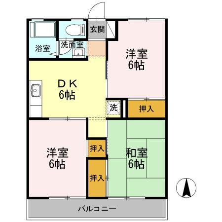 パストラル川井(3DK/2階)の間取り写真