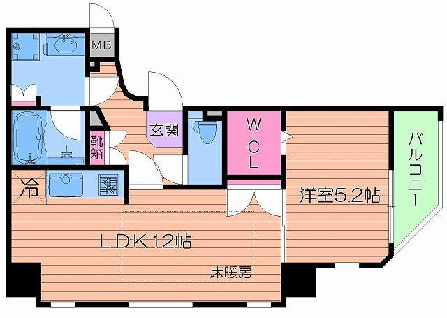 靭公園プライマリーワン(1LDK/7階)の間取り写真