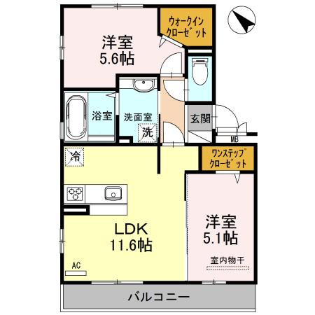 ロイヤルハイツ 2(2LDK/1階)の間取り写真