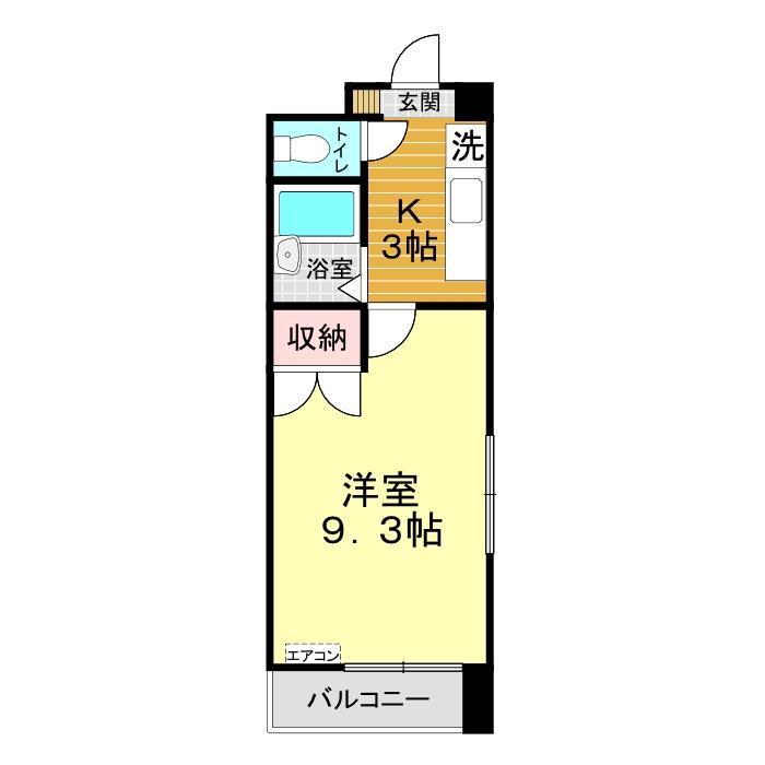 ハイアートビル新下関(1K/5階)の間取り写真