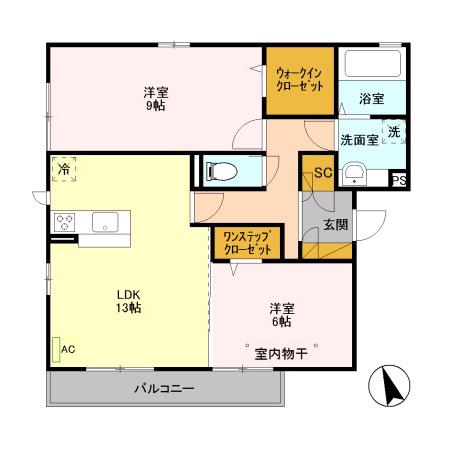 パラシオン(2LDK/2階)の間取り写真