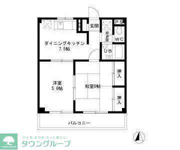 ファミール芝下(2DK/3階)の間取り写真