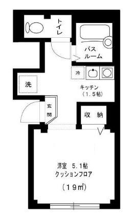 フラワーコーポ(1K/1階)の間取り写真
