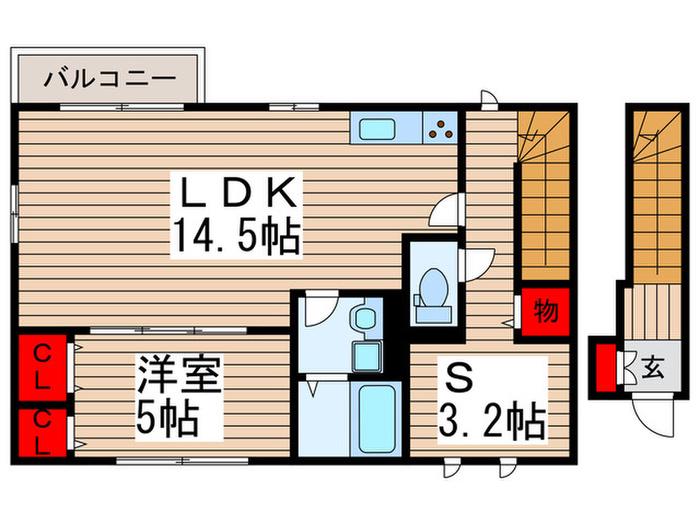 アムール ベルフルール(1SLDK/2階)の間取り写真