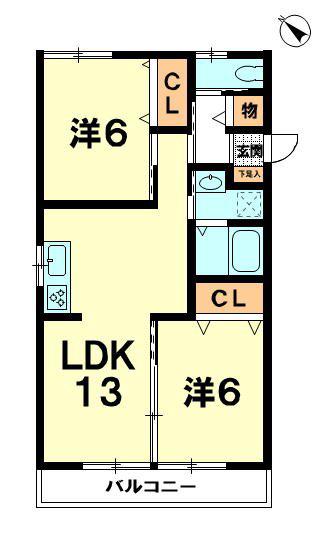 ピッコロマスダ(2LDK/2階)の間取り写真
