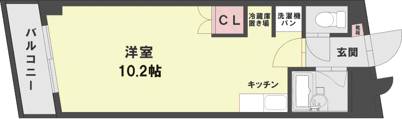メイン熊大北(ワンルーム/2階)の間取り写真