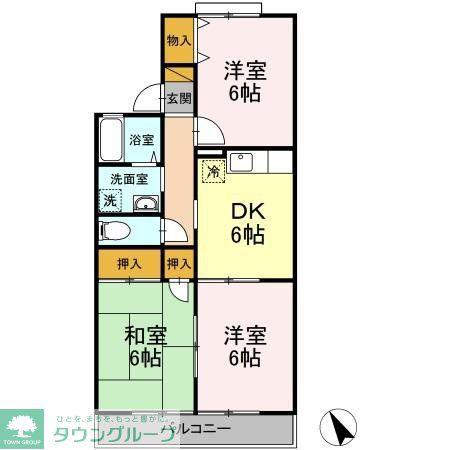 ベルハイムII(3DK/2階)の間取り写真