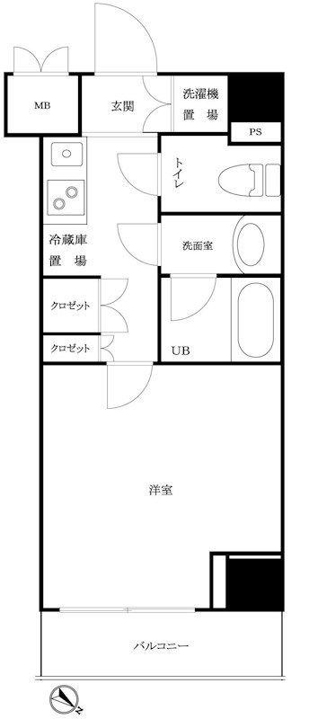 ルーブル三田(1K/4階)の間取り写真