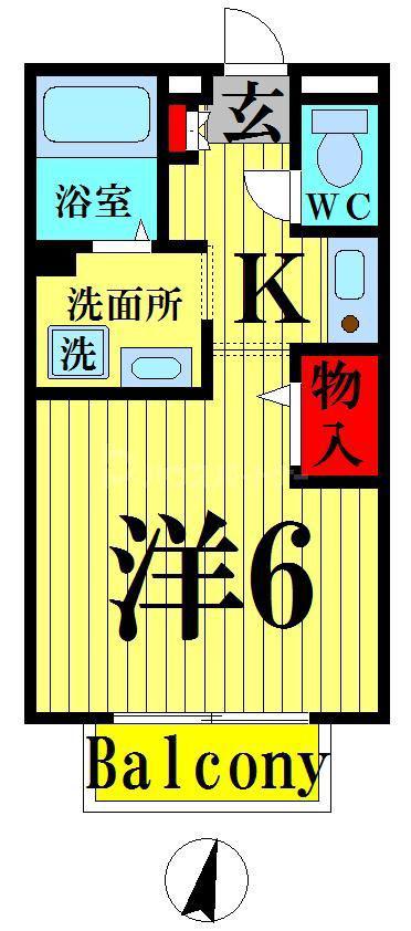 ジュネス西新井II(1K/1階)の間取り写真