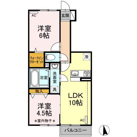 メゾン・ド・エステイ(2LDK/1階)の間取り写真