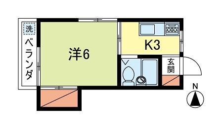 シャンブル FUNE(1K/2階)の間取り写真