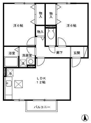 条南スクエアC棟(2LDK/1階)の間取り写真
