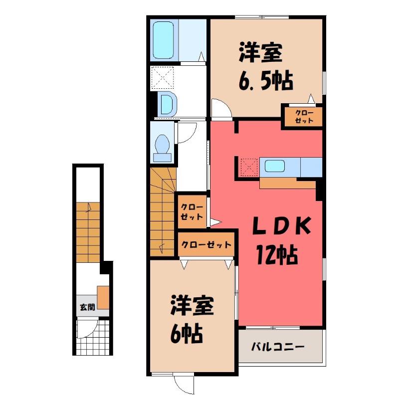 プルミエII(2LDK/2階)の間取り写真
