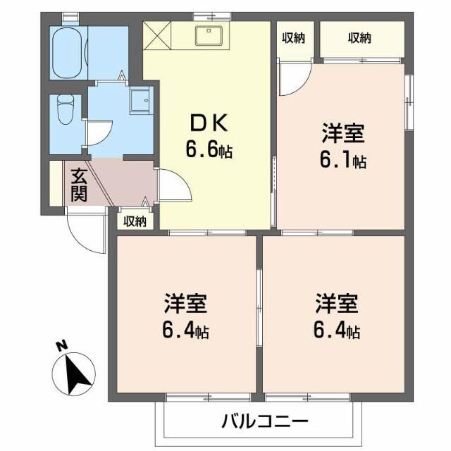 ハイツレインボーB(3DK/2階)の間取り写真