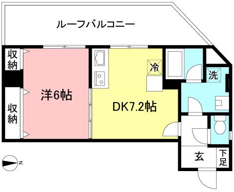 ハイムユカリ(1DK/4階)の間取り写真