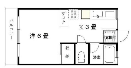 みどりハイツ(ワンルーム/3階)の間取り写真