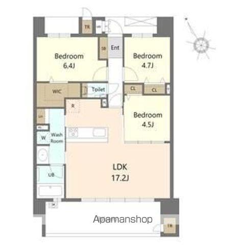 S-RESIDENCE愛宕サウス(3LDK/4階)の間取り写真