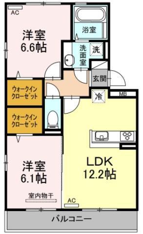 ジャスミンHYM II(2LDK/2階)の間取り写真