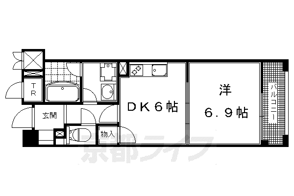 パインフィールド洛東(1DK/7階)の間取り写真