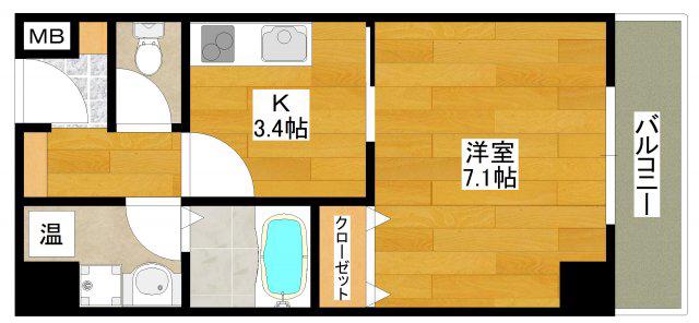 ハイムラポールPARTXIV(1K/4階)の間取り写真