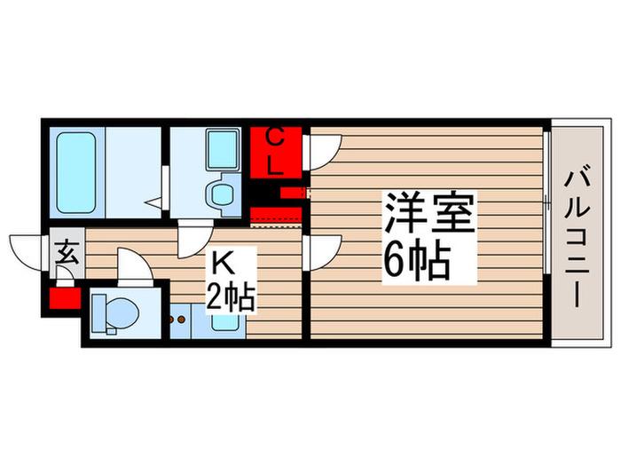 ハピネス上清戸(1K/2階)の間取り写真