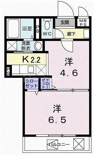 エバ-グリーンアベニュ-(1DK/1階)の間取り写真
