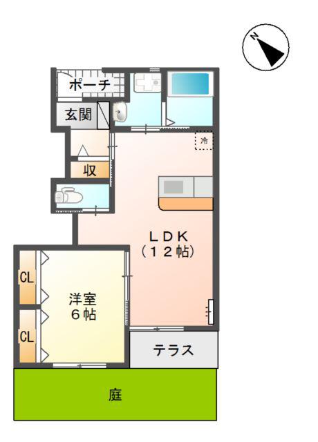 サニーコートK(1LDK/1階)の間取り写真