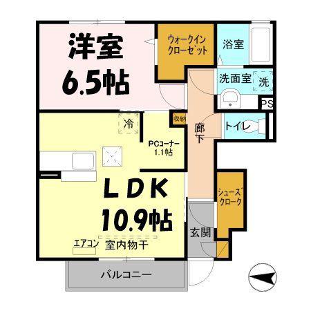 リヴィエールⅡ(1LDK/1階)の間取り写真