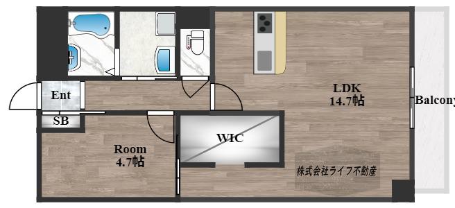 若草ハイツ(1LDK/7階)の間取り写真