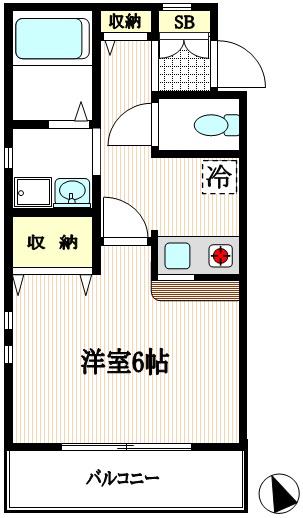 プレミール永山(1K/2階)の間取り写真