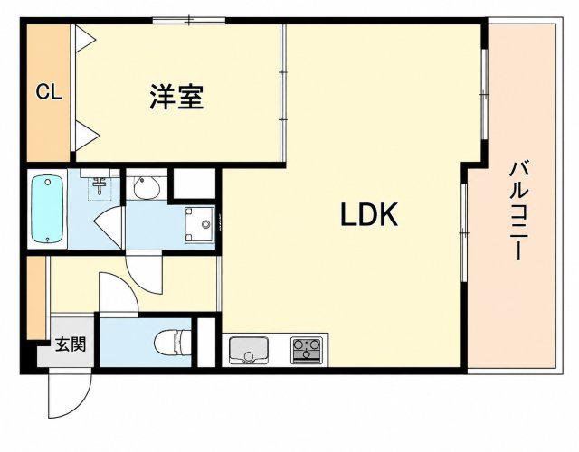 ロイヤルスパークル六甲II(1LDK/1階)の間取り写真