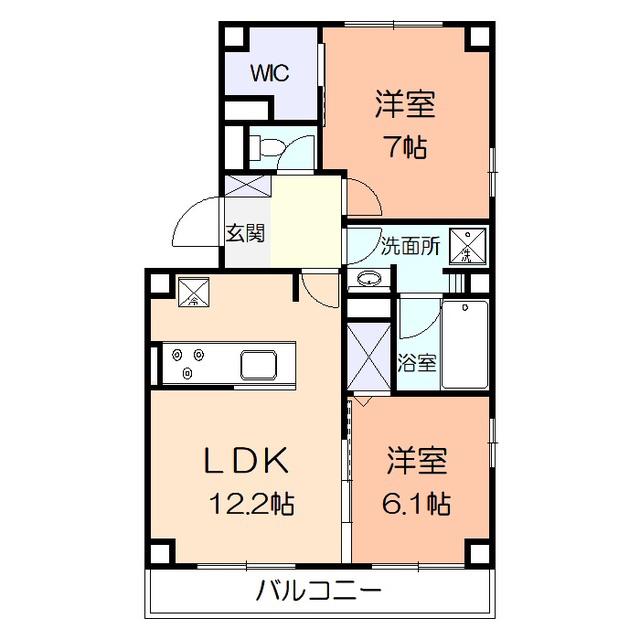 アンモード イグサ2(2LDK/3階)の間取り写真