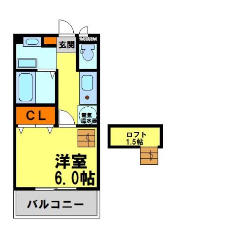 ラフィーネ川西(1K/4階)の間取り写真