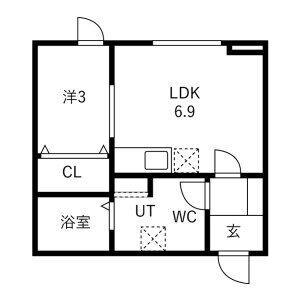 クレール貝ヶ森(1LDK/1階)の間取り写真