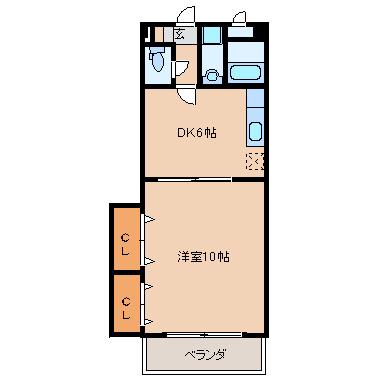 クオリティ平田(1DK/3階)の間取り写真