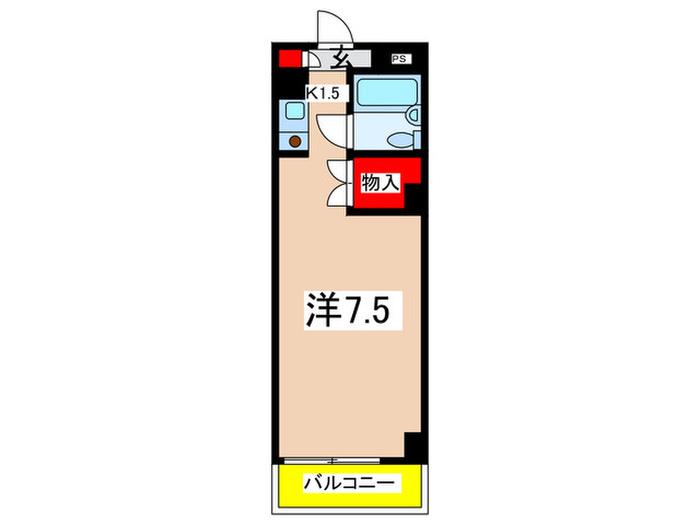 ベルヴュ日吉(1K/1階)の間取り写真