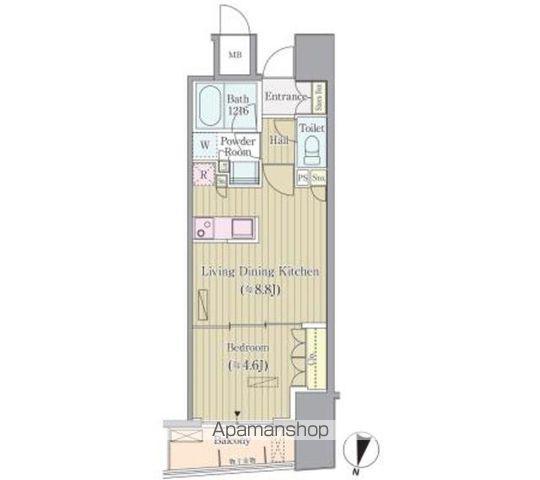 リンデンコート市ヶ谷(1LDK/4階)の間取り写真
