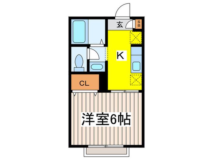 グリーンテラスK(1K/1階)の間取り写真