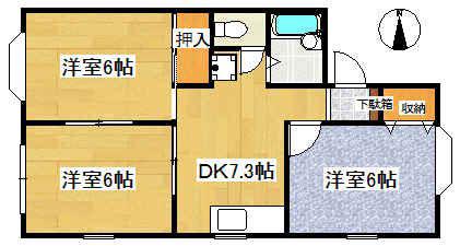 グリーンブリーズ(3DK/1階)の間取り写真