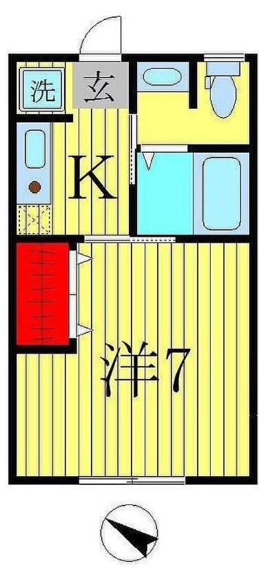 ハピ-ハイツ八柱(1K/2階)の間取り写真