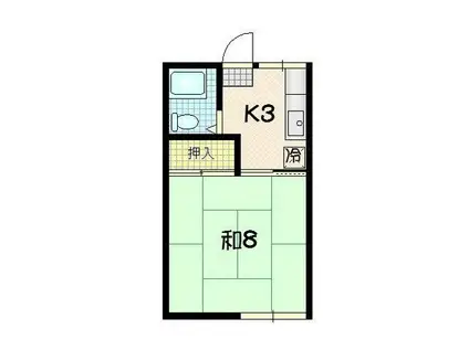 パルセK(1K/2階)の間取り写真